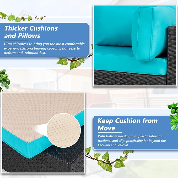 Patio Furniture Sets, 5 Piece Outdoor Sectional Sofas, Wicker Rattan Outdoor - Image 5