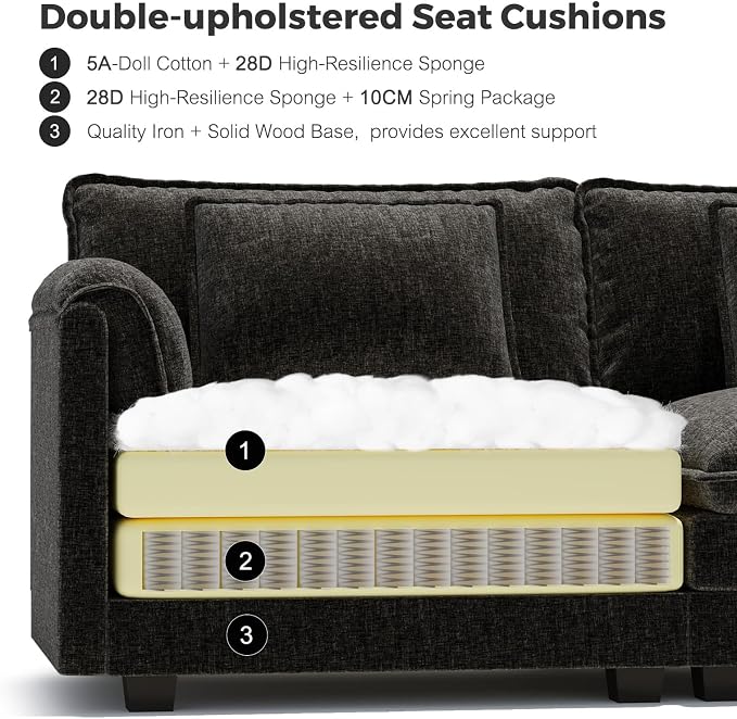 ELUCHANG Oversized 113" Modular Sectional Sofa, Comfy Cloud Couch, L Shaped - Image 7