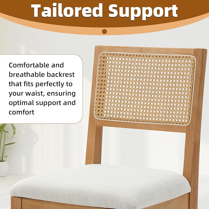 Westice Rattan Dining Chairs Set of 2, Farmhouse Natural Dining Room Chairs - Image 4