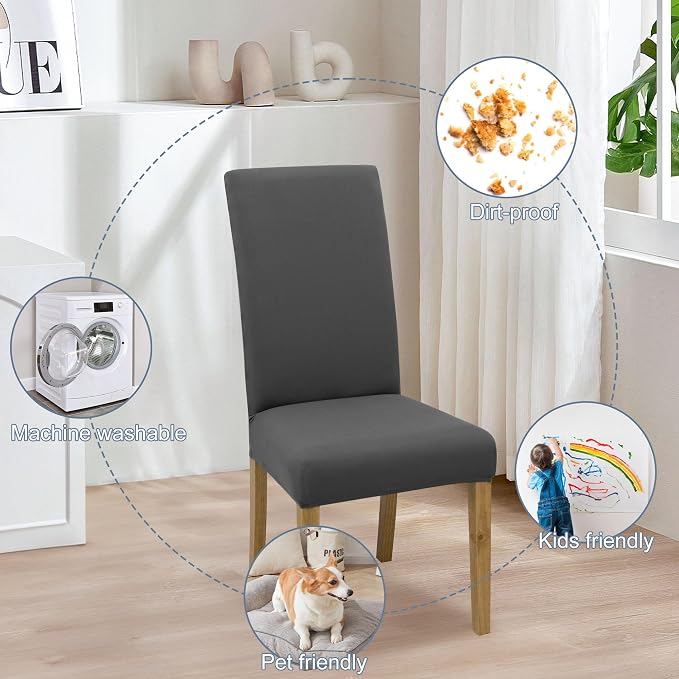BIETYONE Stretch Dining Chair Covers Set of 6, Soft Removable Washable Kitchen - Image 6