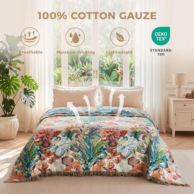 LUTBM Boho Throw Blanket for Couch Sofa Chair Cotton Summer Blankets for - Image 2