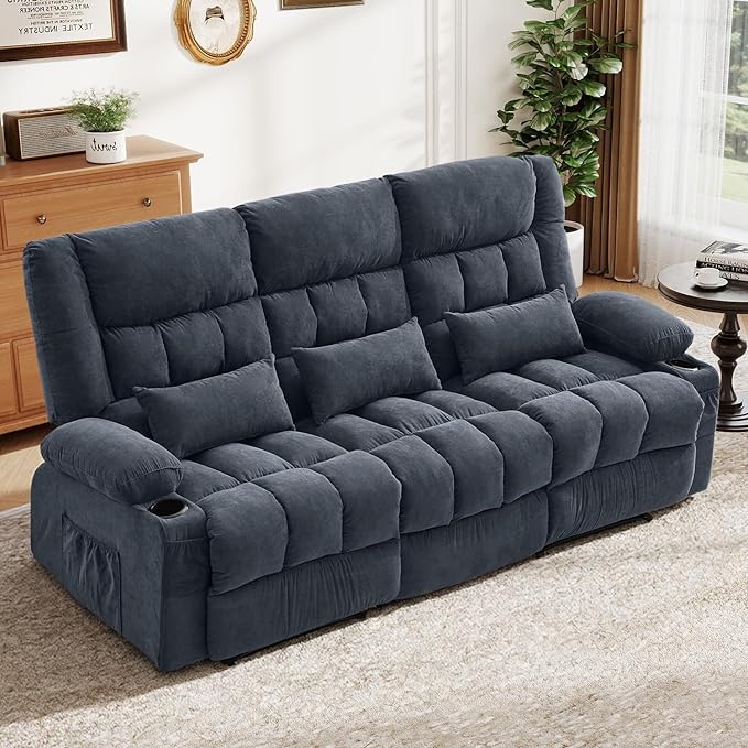 BOSMILLER Reclining Sofa with Cup Holders by Bosmiller