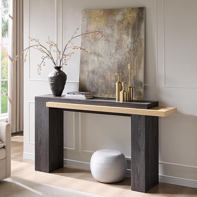 OKD 63 Inch Modern Entryway Console Table, Solid Geometry Accent Sofa Table - Image 5