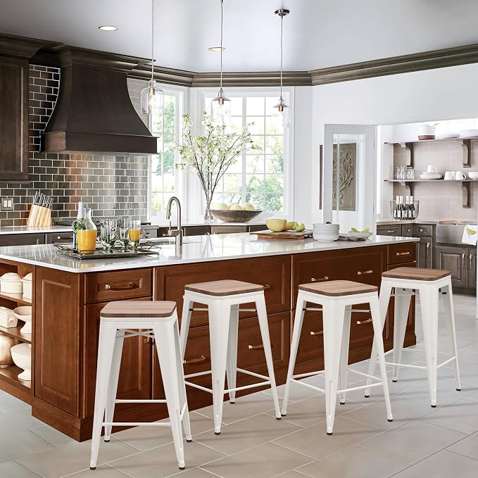 HAOBO Home Modern Industrial Metal Barstool Counter Height Stools Dining Chair by HAOBOHOME