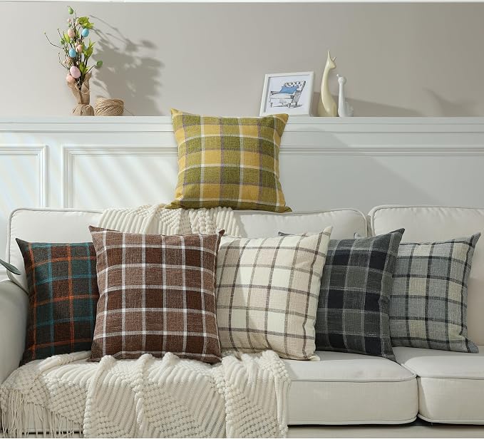 Stellhome Burlap Throw Pillow Covers Square Solid Linen Decorative Cushion - Image 7