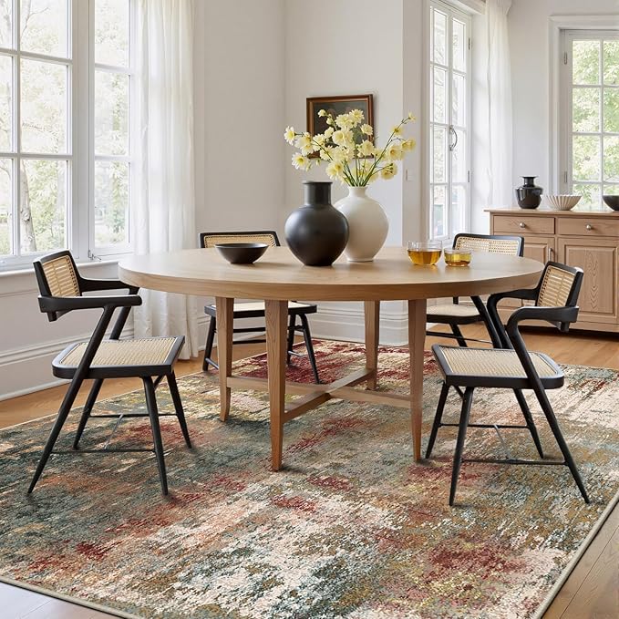 RELEANY Washable Area Rugs Square 6ft Non-Slip Modern Abstract Soft - Image 8