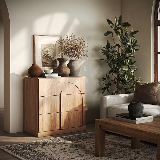 BELLEZE Bookcase with 3 Drawers, Modern Book Shelf with Wide Wooden Handle by BELLEZE