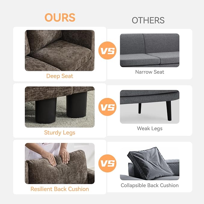 WUTUTUEE 83'' Modular Sectional Sofa Convertible L Shaped Couch Set - Image 5