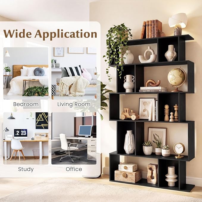 Giantex 5-Tier Bookshelves Set of 2, 10-Cube Geometric Bookcase - Image 6