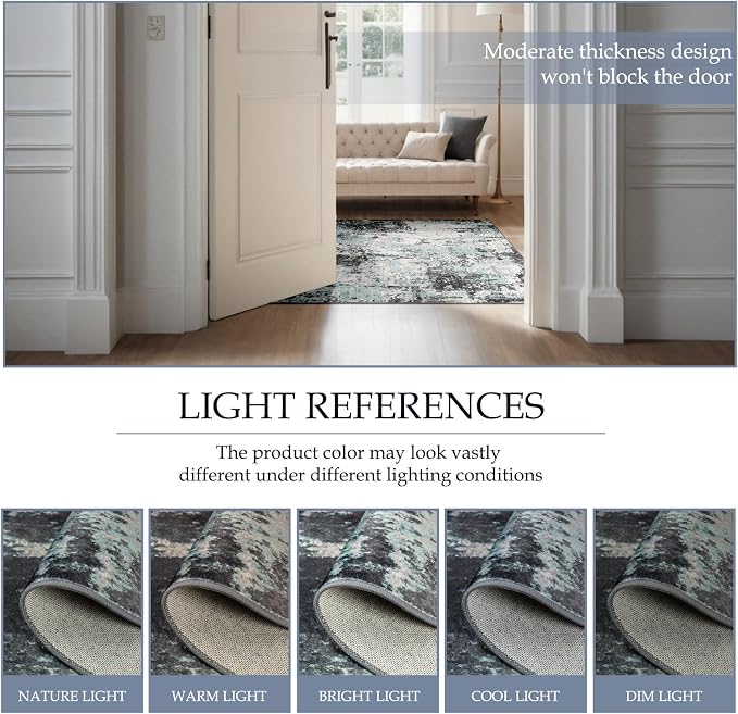 RELEANY Washable Area Rugs 2'x3' Non-Slip Modern Abstract Soft - Image 5