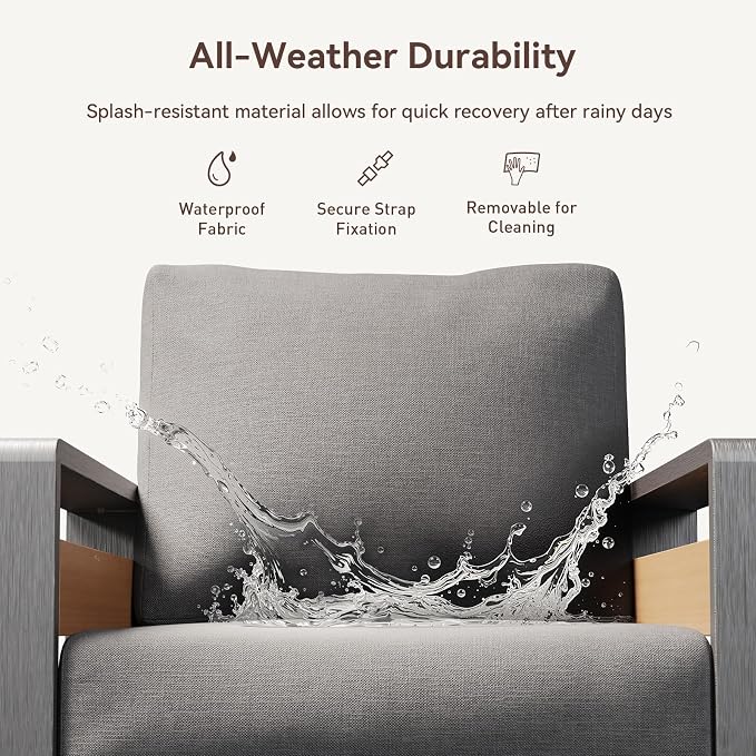 Aoxun Aluminum Outdoor Patio Furniture Set, 2 Seats Metal Sectional Patio - Image 5