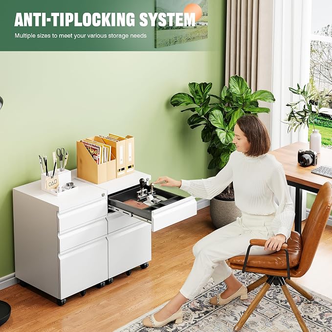Letaya 3 Drawer Mobile File Cabinet - Image 4