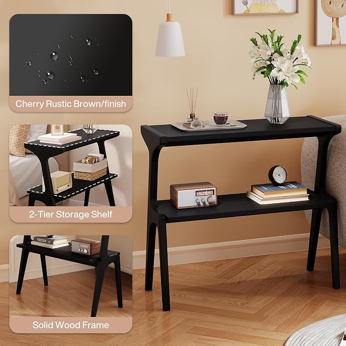 Solid Wood End Table, 2-Tier Side Table - Image 4
