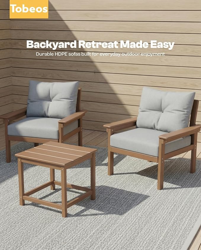 HDPE 10 Piece Outdoor Patio Furniture Set, All-Weather Outdoor Couch Set - Image 5