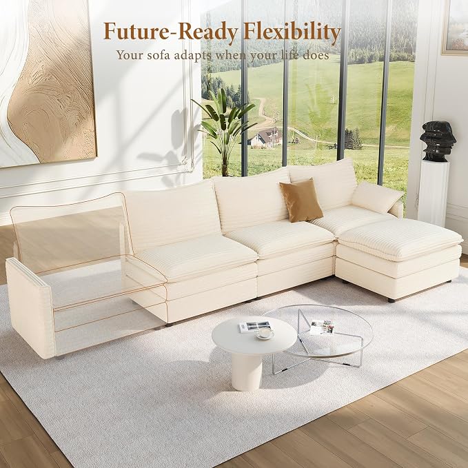 Vesgantti 108" Modular Cloud Couch, Deep Seat Sectional Sofa - Image 8