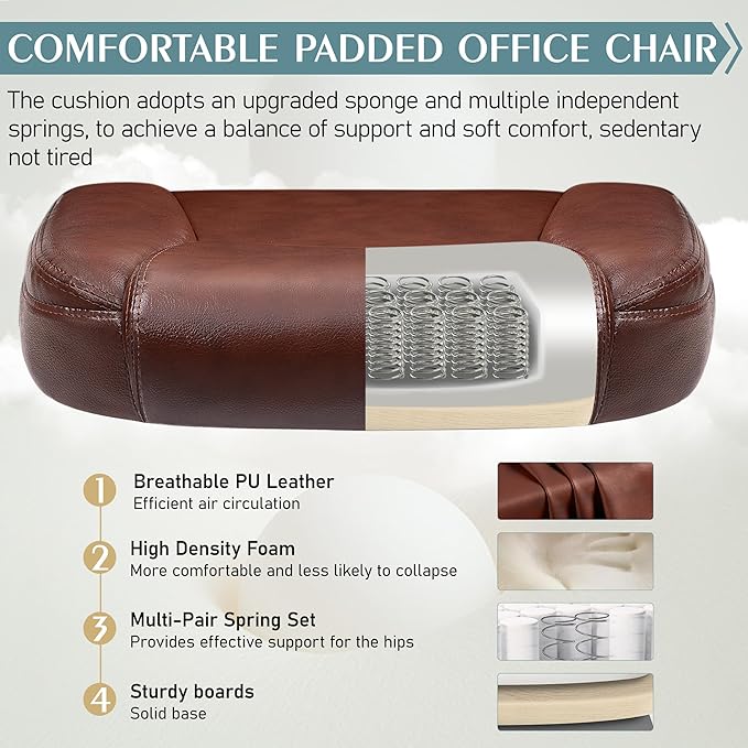 Leather Office Chair, PU Home Computer Desk Chairs - Image 5