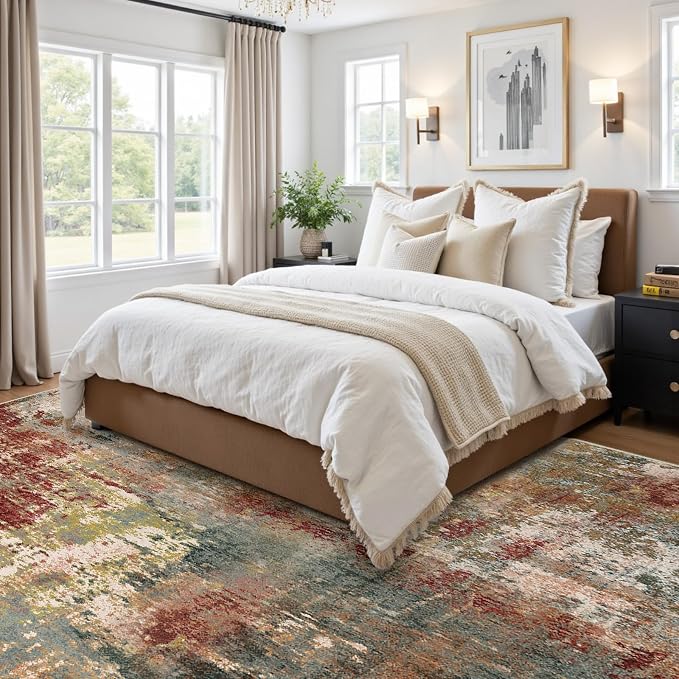 RELEANY Washable Area Rugs 9'x12' Non-Slip Modern Abstract Soft - Image 2