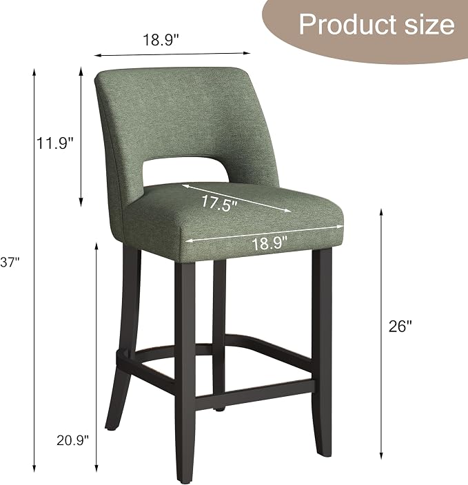 VKNOW Bar Stools Set of 2, Modern Counter Stools - Image 2