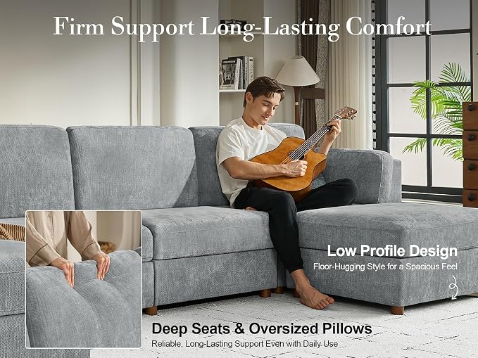 Oversized 2 Seater Modular Sectional Sofa, Solid Wood Frame Sofa, Removable - Image 9