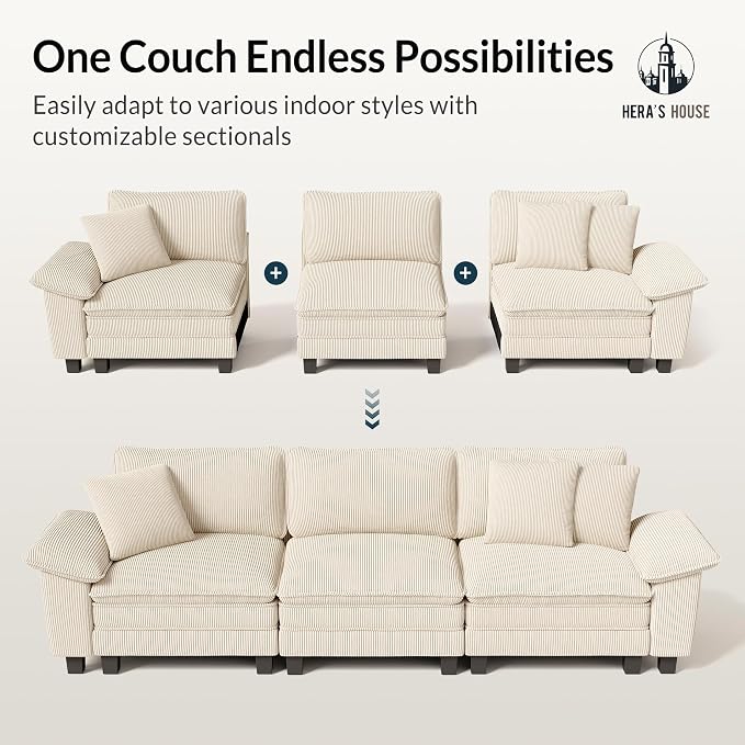 HERA'S HOUSE 124" Modular Sectional Sofa, Oversized U Shaped Couches - Image 7