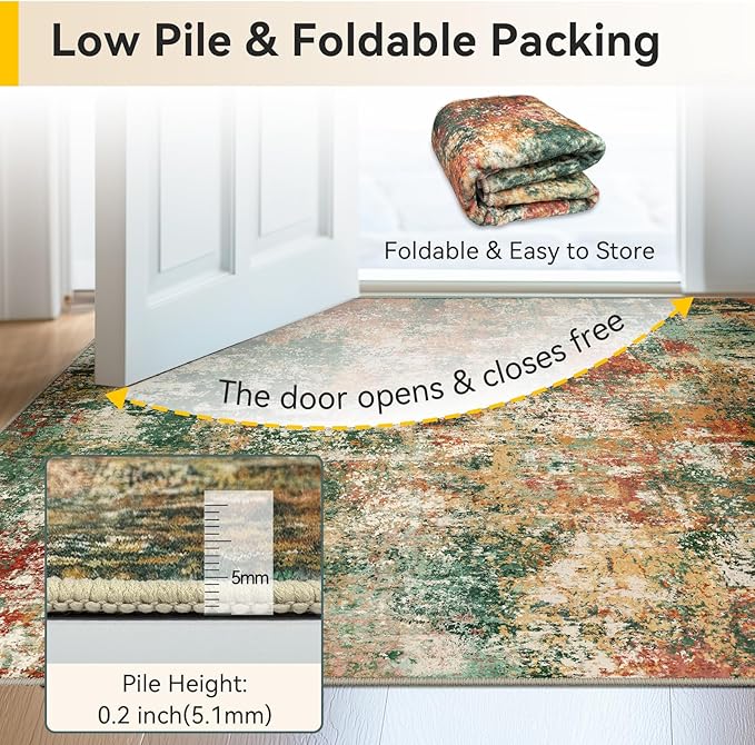 RELEANY Washable Area Rugs 6'x9' Non-Slip Modern Abstract Soft - Image 7