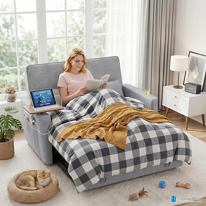 54'' Sleeper Sofa Bed, Convertible Pull Out Couch Futon - Image 3