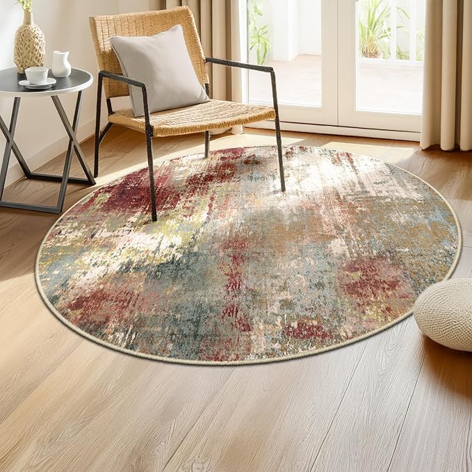 RELEANY Washable Area Rugs 4ft Non-Slip Modern Abstract Soft - Image 2