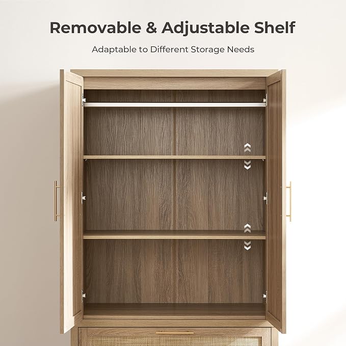 SICOTAS Armoire Wardrobe Closet, Larger Rattan Armoires Wardrobe Cabinet - Image 9