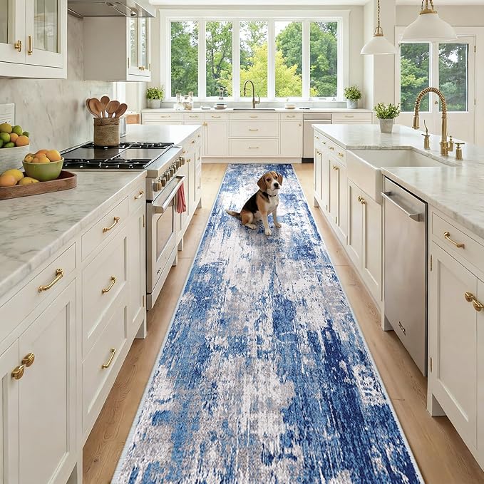 RELEANY Washable Area Rugs 2'6"x14 Non-Slip Modern Abstract Soft by RELEANY