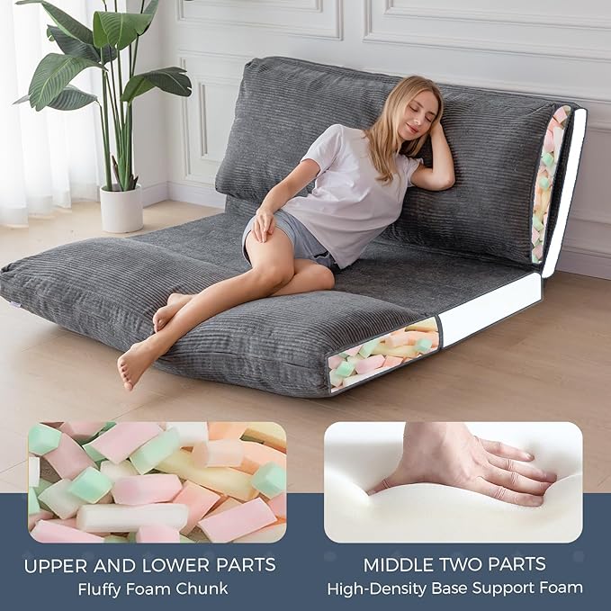 MAXYOYO Folding Sofa Bed, Extra Thick and Long Floor Sofa Convertible Sleeper - Image 4