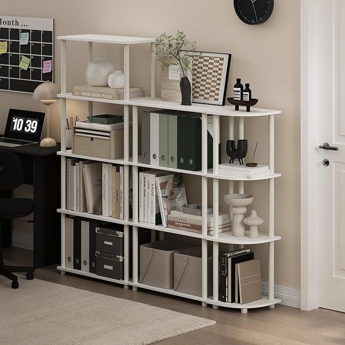 Furinno TURN-N-TUBE Storage Shelves, 5-Tier Book Shelf, Corner Shelf, Toolless - Image 2