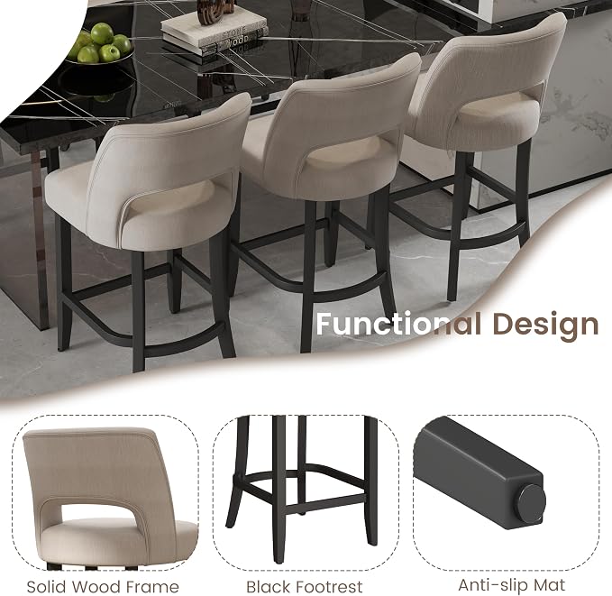 VKNOW Bar Stools Set of 2, Modern Counter Stools - Image 7