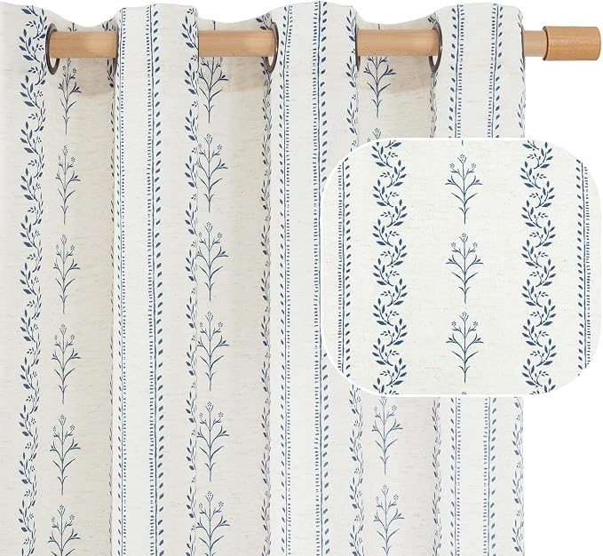 BGment Navy Blue Vintage Floral French Country Curtains 96 Inch Length by BGment