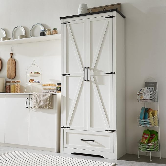 JXQTLINGMU Farmhouse Kitchen Pantry Cabinet by JXQLINGMUFurniture