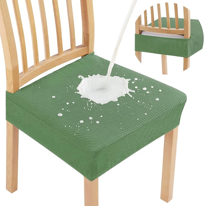 Smiry Waterproof Seat Covers for Dining Room Chairs Set of 6, Stretch Jacquard by Smiry