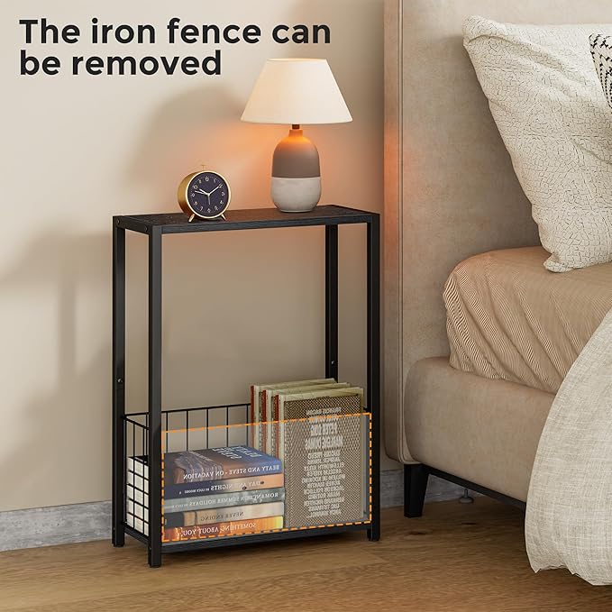 Homleke Narrow Side Table with Magazine Holder, Skinny End Table Perfect - Image 7