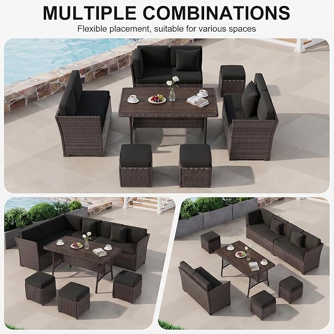 LOUVIXA 7 Pieces Patio Furniture Set, Outdoor Patio Furniture, Wicker - Image 3