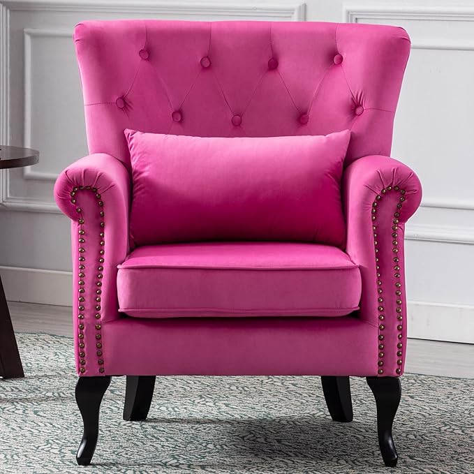 Mid Century Modern Accent Chair Upholstered Armchair Comfy Velvet Fabric Single by Janoray