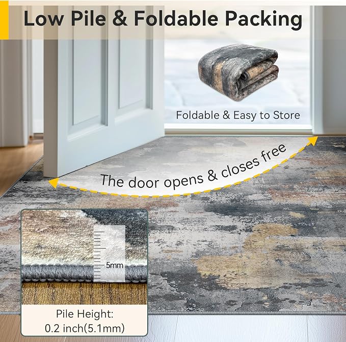 RELEANY Washable Area Rugs 6'x9' Non-Slip Modern Abstract Soft - Image 6