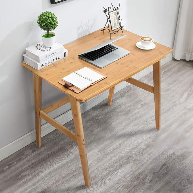 Nnewvante Writing Computer Desk 31.5" Bamboo Home Office Table by Nnewvante