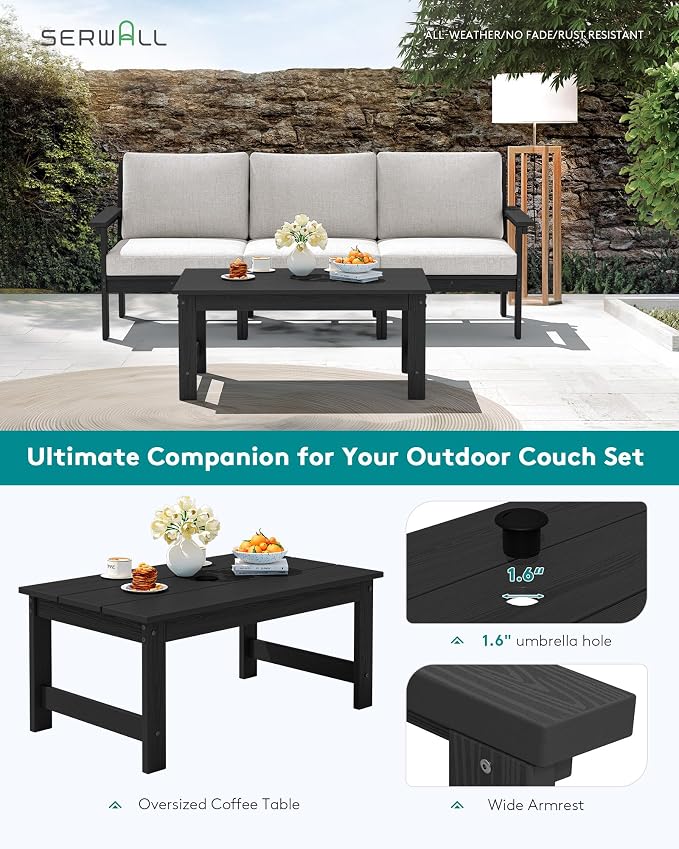SERWALL Outdoor Sectional Sofa Set, 5-piece Outdoor Modula Couch Set - Image 8
