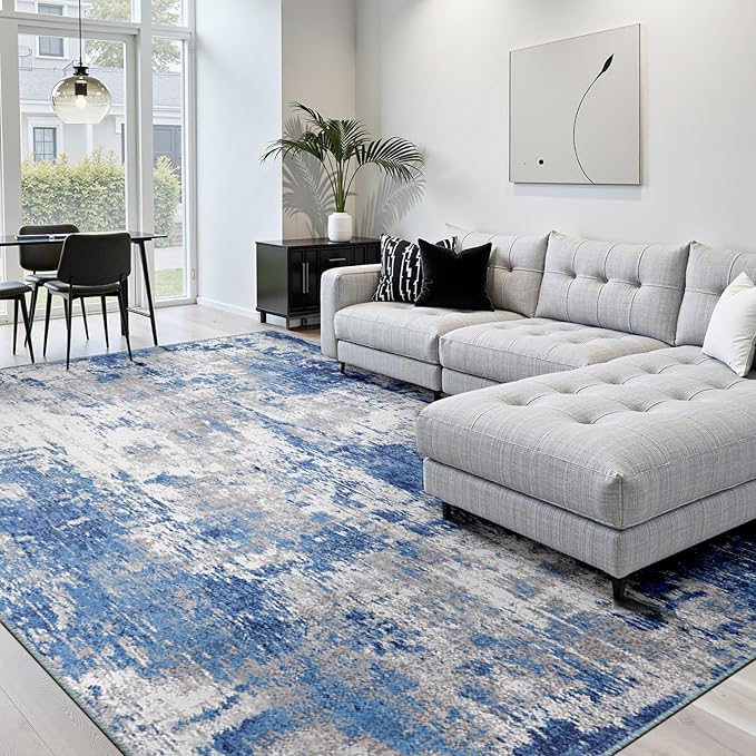 RELEANY Washable Area Rugs 9'x12' Non-Slip Modern Abstract Soft by RELEANY