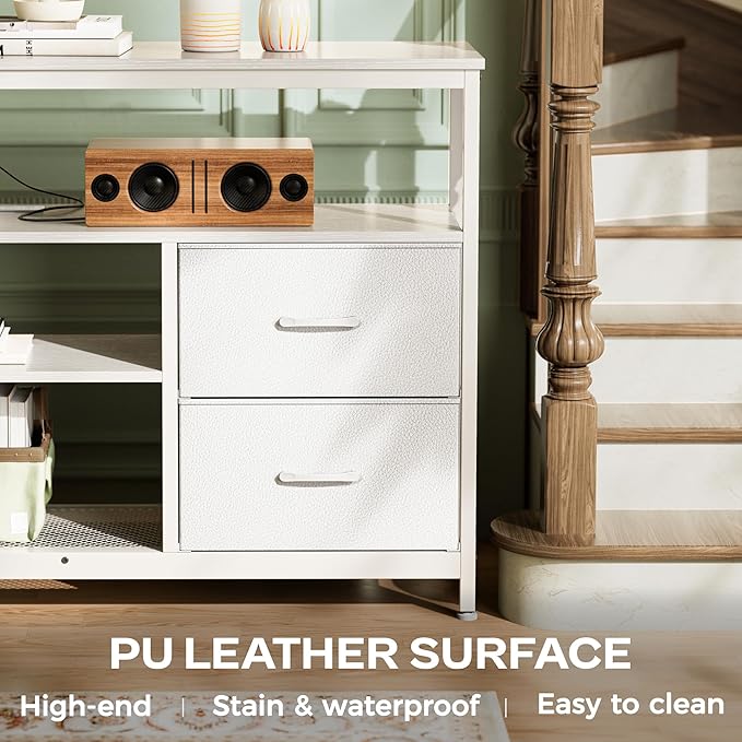 Huuger TV Stand Dresser with Power Outlets and LED Lights, 4 Drawers - Image 6