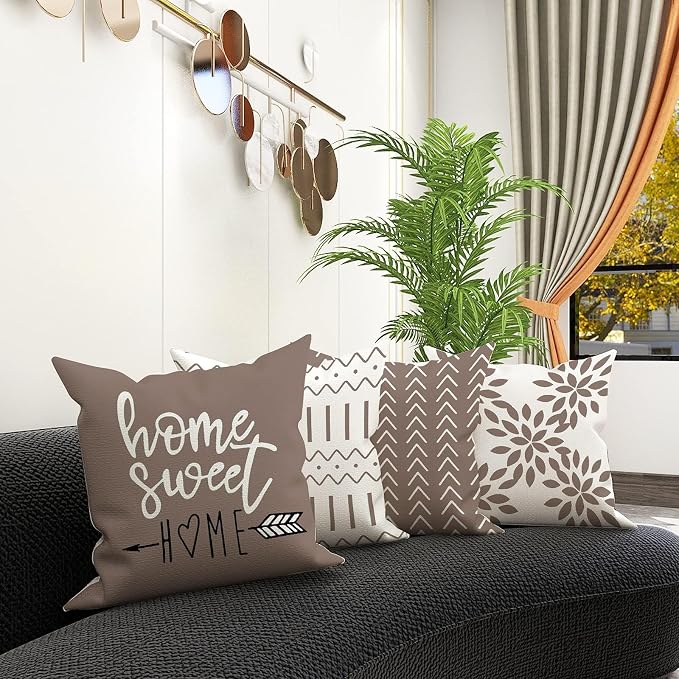 YCOLL Pillow Covers 18x18 Set of 4, Modern Sofa Throw Pillow Cover, Decorative - Image 2