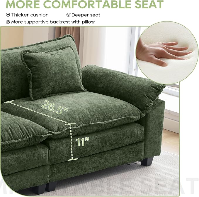 Oprisen 86" Modular Sectional Sofa, Comfy Cloud Couch Sectional Sofa - Image 4