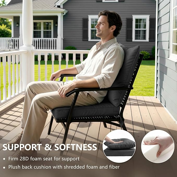 19x19 Inch Patio Chair Cushions Set of 2, Outdoor Furniture Cushions - Image 4