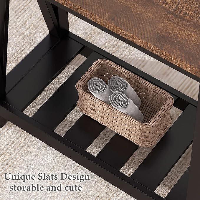 ChooChoo Farmhouse End Table, Rustic Vintage Narrow End Side Table - Image 6