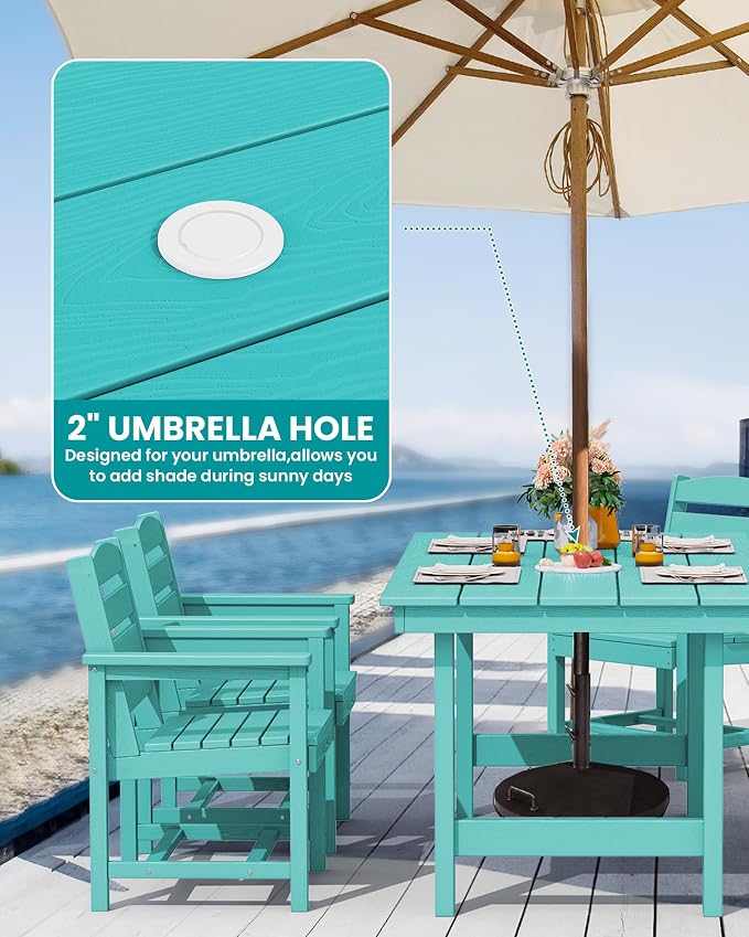 SERWALL Patio Dining Sets for 6 Person, HDPE Dining Set - Image 4