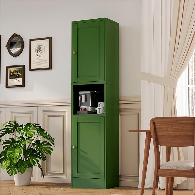 YAUWOH 2-Door Metal Storage Cabinet, Tall Slim Pantry Organizer - Image 5