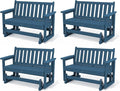 SERWALL Outdoor Glider Bench Set of 4, HDPE Weather-Resistant Swinging Bench by SERWALL